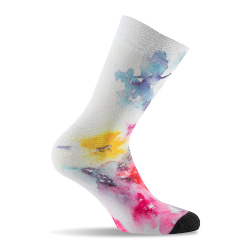 Mi chaussettes imprimées aquarelle de fleurs écru