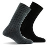 Lot de 2 mi chaussettes en laine à côtes gris, noir