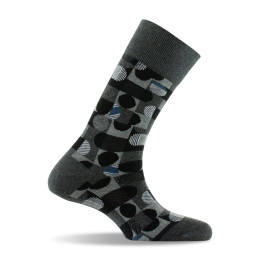 Mi-chaussettes homme motifs géométrique made in France coloris gris