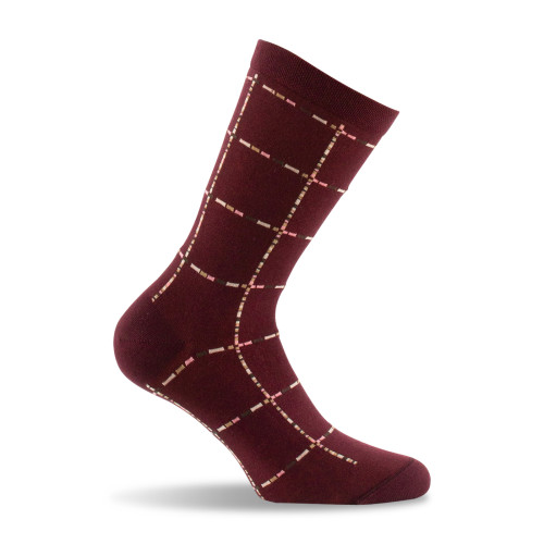 Mi chaussettes femme fantaisie carreaux pixelisés made in France bordeaux