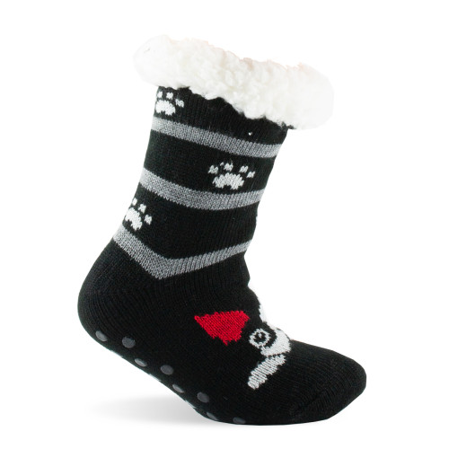 Chaussons chaussettes enfant antidérapant chien intérieur polaire