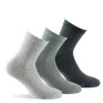 Lot de 3 paires de socquettes femme en coton camaïeu gris.