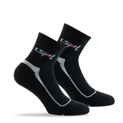 Lot de 2 paires de socquettes femme sport en coton coloris noir.