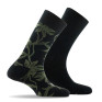 Lot de 2 paires de mi-chaussettes fantaisies motif lianes et uni