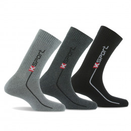 Lot de 3 mi chaussettes homme sport à côtes