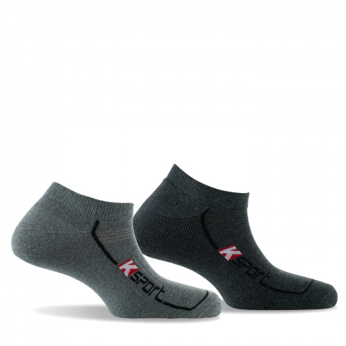 Pack de 2 paires d'invisibles confort en coton gris noir