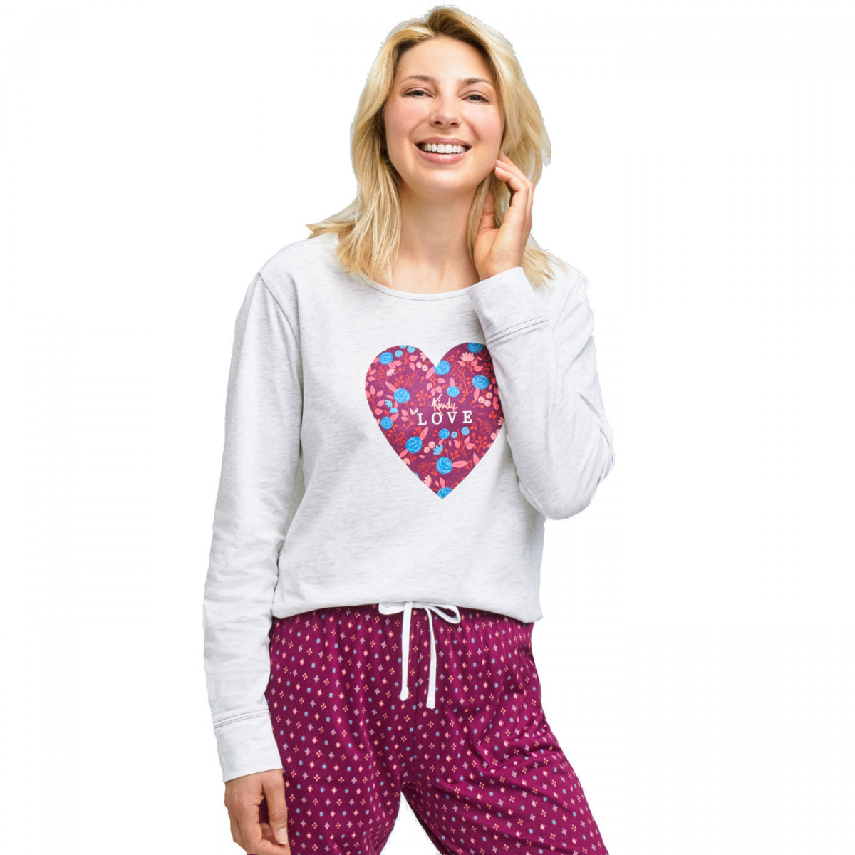 Pyjama coeur place en jersey de coton- Femme | Kindy